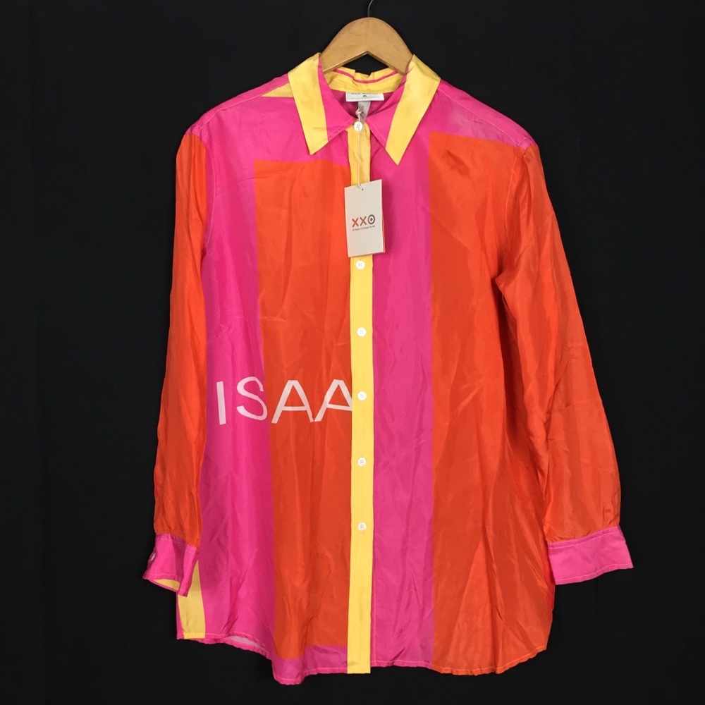 Isaac Mizrahi target size M silk top indie business casual mod contemporary NWT
